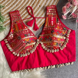 Festival Wear Seda romana con hilo y lentejuelas Bordado Blusa Fabricante y proveedor de Surat - Product Image 5