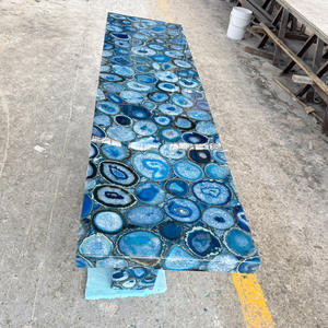 Encimera de Ágata Azul Única, Piedra Semipreciosa Natural, Losa de Cocina, Muebles Retroiluminados, Mesa de Salón de Lujo - Product Image 4