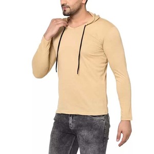 Men's Breathable Cotton <b>Hooded</b> T-<b>Shirts</b> Long Sleeved 100% Cotton Puff Printing Light Weight men's hoodies - Product Image 1