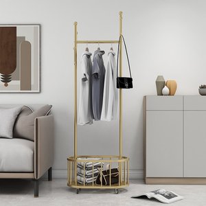 Organizador de Ropa KPT68012 con Práctica Cesta de Almacenamiento, Tipo Vertical de Acero Inoxidable para Sala de Estar - Product Image 1