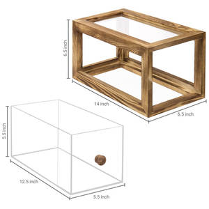 Caja de pan de madera Nueva llegada para utensilios de cocina con cajón acrílico Caja de pan de madera con acabado natural de la India a precio mayorista - Product Image 3