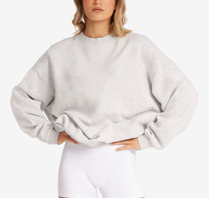 Sudadera de cuello redondo de algodón Sudadera de cuello redondo de gran tamaño unisex personalizada para mujer - Product Image 2