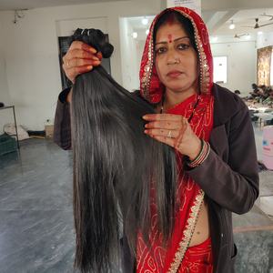 100% Pas Cher Naturel Cuticule Alignée Vierge Tissage Vendeur Noir Soyeux Droite Bundles Raw Indian Temple Extensions de Cheveux Humains - Product Image 2