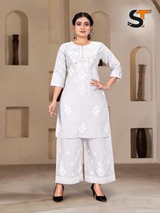 Latest Designed Heavy <b>Chikankari</b> Embroidered <b>Kurta</b> Set for Women's Elegant Party Wear Options From Indian Wholesaler - Product Image 6