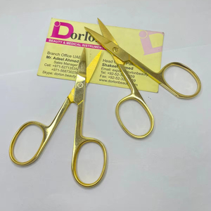 Ciseaux à sourcils professionnels plaqués or étiquette personnalisée petits ciseaux en acier inoxydable ciseaux de beauté sourcils ciseaux de coupe de cheveux - Product Image 1