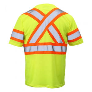 T-shirts de sécurité en polyester 100% personnalisés avec logo, vêtements de travail haute visibilité pour la construction, ruban réfléchissant, t-shirts tricotés formels, vente en gros - Product Image 4