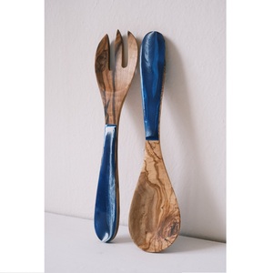 ชุดช้อนส้อมไม้ธรรมชาติและเรซิ่นรักษ์โลก ช้อน ตะเกียบ ส้อม สำหรับรับประทานอาหาร - Product Image 4