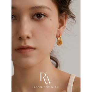 Orecchini Pendenti a Forma di U con Gemma Marrone, Gioielli alla Moda per Donne - Product Image 1