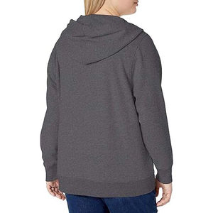 Sudadera extragrande con cuello alto y cremallera para mujer, ropa de calle con logotipo personalizado de Color sólido, nuevo diseño, ropa informal de invierno con capucha corta - Product Image 3