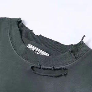 T-shirt vintage délavé à l'acide de haute qualité 100% coton personnalisé pour hommes Streetwear avec logo sur le devant - Product Image 2