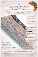 Garnitures en dentelle brodée florale sur mesure avec des paillettes, 100% coton, style vintage écologique pour robes de mariée et robes de mariée