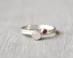 Anillo de estilo bohemio de plata hecho a mano, joyería de plata de ley 925, piedras preciosas de cuarzo rosa, anillo de tendencia, joyería para mujer, regalo para ella - Product Image 3