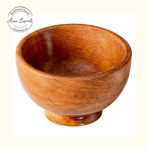 Bol de piédestal en bois rustique Acacia bois salade fruits service affichage décor ustensiles de cuisine naturel Artisan - Product Image 5