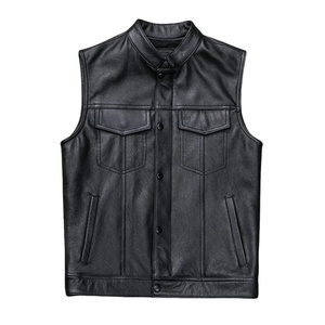 Gilet en cuir pour homme en peau de mouton de qualité supérieure OEM, design décontracté, veste en cuir véritable, nouveau gilet hip-hop en gros pour homme - Product Image 1