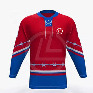 Maillots de hockey sur glace personnalisés, coupe ample, respirants, impression par transfert thermique, 100% polyester, uniformes - Product Image 2