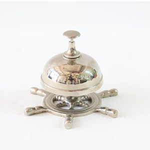 Nouvel arrivage de cloche de bureau en aluminium nickelé fini sur socle en bois cloche de bureau de comptoir d'hôtel vintage cloche de bureau d'appel d'anneau de style antique - Product Image 3