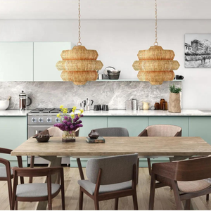 Lampes suspendues tissées en rotin de haute qualité beaux abat-jour pour les décorations de hall d'hôtel à la maison - Product Image 5