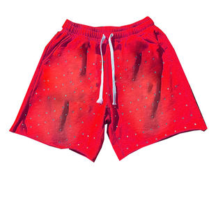 Personnalisé Vintage Unisexe Streetwear Jogging Hommes Court 100% Coton Soleil Délavé Strass Lavage À L'acide Sweat Short Surdimensionné pour Hommes - Product Image 4