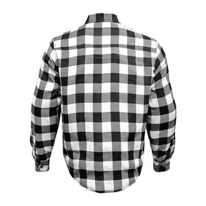 Mens <b>Womens</b> Impact Resistant Biker Gear Black <b>White</b> AAA Rated Motorcycle Shirt 14.5oz Cotton <b>Denim</b> Armoured Flannel <b>Jacket</b> - Product Image 4