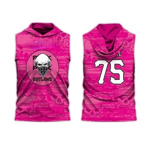 Hoodie rose sans manches pour homme, streetwear, motif crâne, fabricant de maillots 7v7, sublimation - Product Image 1