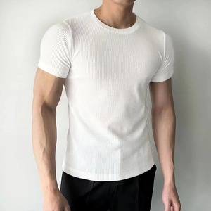 T-shirt tendance d'été à col rond et manches courtes pour homme, pour le quotidien, décontracté, à rayures verticales, noir et blanc - Product Image 4