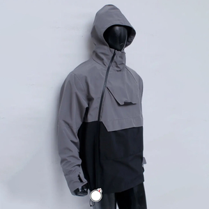 Wholesale Breathable Woven Waterproof Windproof Coated Stand Hooded Sports <b>Jacket</b> Fitness <b>Workout</b> Sportswear Men Zip Casual - Product Image 3