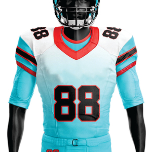 Uniforme de football américain pour hommes sublimé personnalisé respirant 100% polyester vert de mer matériel d'équipe sergé pantalon de maillot court - Product Image 2