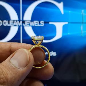 Anillo solitario de diamante cultivado en laboratorio, anillo de bodas de diamante de corte esmeralda de 3,00 CT, Diamante de laboratorio E/VVS, anillo de ajuste cómodo, regalo para ella - Product Image 2