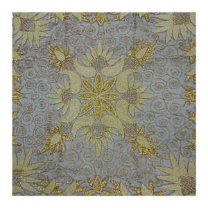 Handmade Embroidery <b>Net</b> Table Cover from India Elegant <b>Net</b> <b>Fabric</b> Tablecloth with Intricate Floral Embroidery - Product Image 1