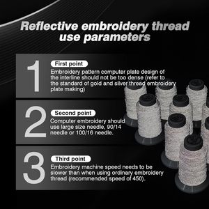 100% Polyester phản quang thêu chủ đề hộ gia đình kim 12 màu sắc thêu máy chủ đề Kit 200m (218y) mỗi ống chỉ - Product Image 2