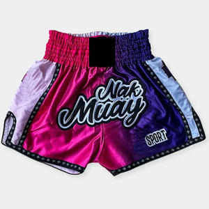 Pantalones cortos de boxeo Muay Thai MMA personalizados de poliéster 100% de alta calidad OEM para hombres adultos logotipo bordado personalizado impresión privada - Product Image 1