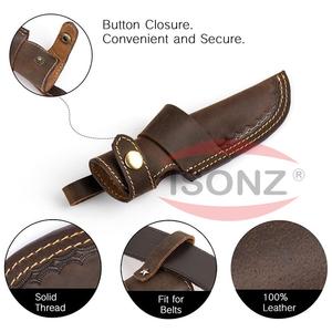 Estuche táctico duradero para aventuras al aire libre, funda para Cuchillo de cuero negro marrón vegetal genuino para correr informal, OEM/ODM personalizado - Product Image 3