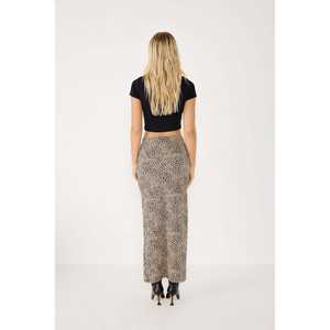 Jupe midi décontractée à imprimé léopard avec broderie, matière en élasthanne et coton, style crayon pour femme de bureau, formelle et unie - Product Image 6