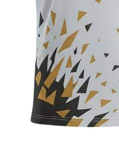 <b>Men</b> V Neck Sports T <b>Shirt</b> White <b>Gold</b> Black Printed Polyester Quick Dry Breathable Athletic Jersey Custom OEM Wholesale - Product Image 5