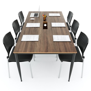 Muebles de Oficina para Ministros, Mesa de Reuniones de 200x100cm, Madera Contrachapada con Revestimiento de Melamina, Características Ajustables, Sistema HBCN023 Cone II - Product Image 2