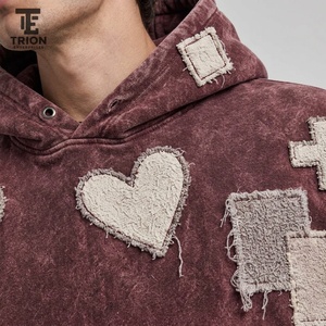 <b>Trendy</b> men acid wash embroidered <b>hoodie</b> delivers relaxed comfort bold texture and attractive embroidery for casual outdoor - Product Image 6