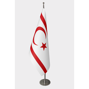 Drapeau d'intérieur personnalisé de Chypre du Nord, techniques d'impression numérique, mât en aluminium, matériau polyester et tissu, bannière officielle - Product Image 1