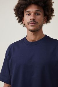 เสื้อยืดคอกลมสำหรับผู้ชาย, ผ้าฝ้ายสีกรมท่าระบายอากาศได้ดีเสื้อยืดสำหรับผู้ชายทรงโอเวอร์ไซส์ใหญ่พิเศษสำหรับฤดูร้อน - Product Image 3