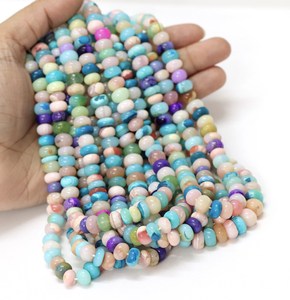 Multi Color Smooth Rondelle Shape Gemstone Beads 7-10mm <b>Top</b> grade products for Jewelry Craft From Rajasthan - Product Image 5