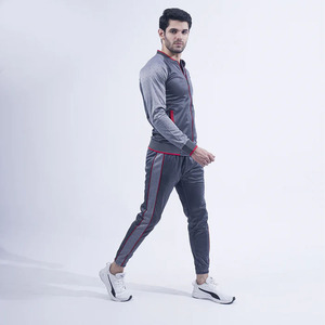 Venta al por mayor Fitness llegada hombres 100% algodón chándal conjunto hombres cremallera cuello falso chaqueta con pantalones para correr para la venta - Product Image 3