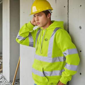 Sudadera CON CAPUCHA DE SEGURIDAD reflectante de manga larga de invierno ANSI Clase 3 Flash LED Clima frío Exterior 100% Poliéster Fleece 450 GSM ZUNEZI - Product Image 6
