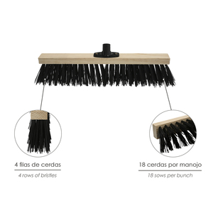 Spazzola Industriale in Fibra Grossa di Polipropilene Supporto in Legno 50 cm. Garra Plastico. (Senza Mango) - Product Image 3