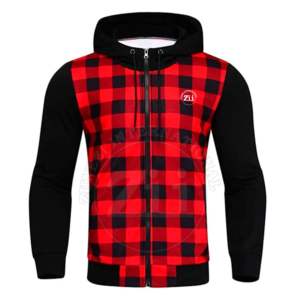 Sweats à capuche vintage décontractés à carreaux en flanelle de créateur pour hommes, chemises à manches longues et col boutonné pour hommes avec fermeture éclair sur le devant - Product Image 3