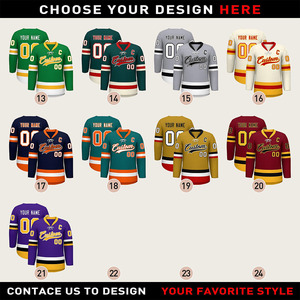 Custom Made Professional <b>Laced</b> <b>Collar</b> Sublimated Hockey Uniform Youth Ice Hockey Jerseys - Product Image 2