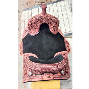 Selle de cheval sans arçon en cuir de qualité supérieure pour le Western Pleasure, le Trail et le Barrel Racing - Product Image 6