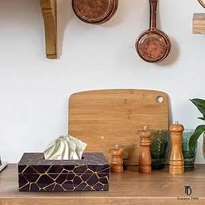 Caja de pañuelos de madera multicolor y servilletero Accesorios de mesa de resina con patrón floral para hoteles a precio económico - Product Image 2