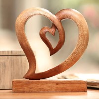 Sculpture abstraite en bois moderne ornement artistique de bureau à domicile sculptures de statue d'art en bois extérieur