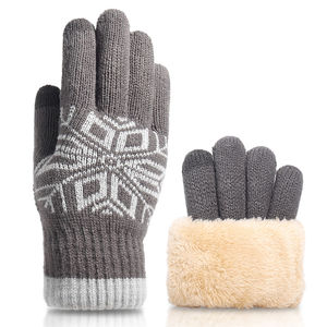 Vêtements d'hiver en gros, gants multifonctions en laine 100% tricotés, longueur poignet, doigts entiers, compatibles avec les écrans tactiles, détection des aiguilles, pour l'extérieur - Product Image 1