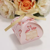 Boîtes à dragées motif flamant rose les plus vendues, finition brillante, recyclables, multicolores, pour gâteaux et bonbons, avec sacs de transport