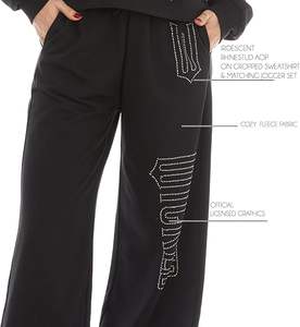 Conjunto Deportivo de Dos Piezas para Mujer, Invierno, Sólido, Bordado, Largo, con Pedrería - Product Image 4